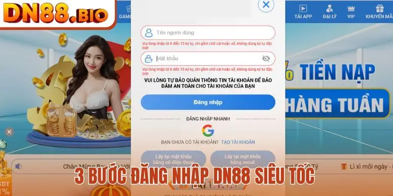 3 bước đăng nhập DN88 siêu tốc