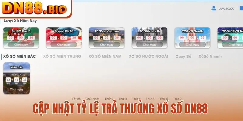 Cập nhật tỷ lệ trả thưởng xổ số DN88