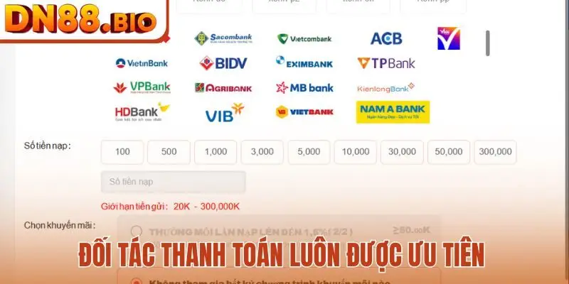 Đối tác thanh toán luôn được ưu tiên