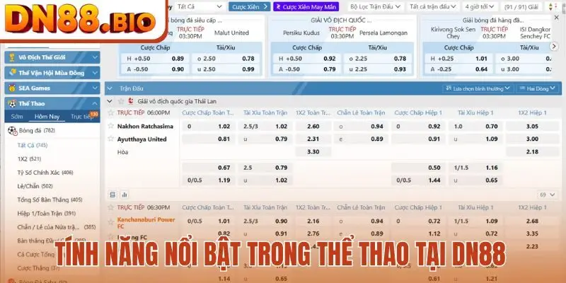 Tính năng nổi bật trong thể thao tại